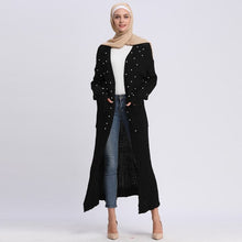 Load image into Gallery viewer, 2019 Abaya Dubai Turkey Women Sweater Knitted Pearls Muslim Long Dress Abayas Ramadan Qatar UAE Jilbab Turkish Islamic Clothing