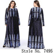 Load image into Gallery viewer, Muslim Women Long Sleeve Dubai Hijab Maxi Dress Arabic Kaftan Abaya Modest Islamic Uae Pakistani Turkey Kimono Jalabiya Dresses
