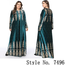 Load image into Gallery viewer, Muslim Women Long Sleeve Dubai Hijab Maxi Dress Arabic Kaftan Abaya Modest Islamic Uae Pakistani Turkey Kimono Jalabiya Dresses