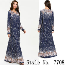Load image into Gallery viewer, Muslim Women Long Sleeve Dubai Hijab Maxi Dress Arabic Kaftan Abaya Modest Islamic Uae Pakistani Turkey Kimono Jalabiya Dresses