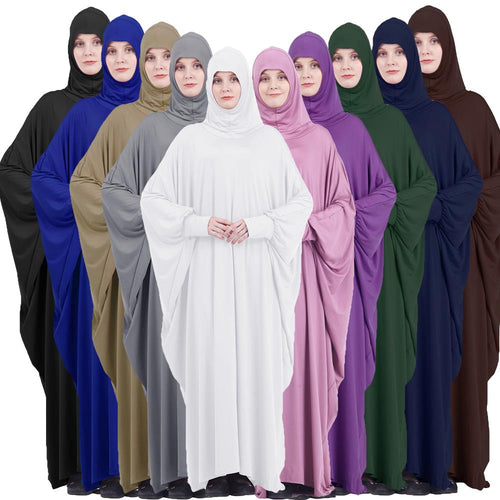 Muslim Women Full Cover Prayer Garment Hijab Long Maxi Dress Abaya Kaftan Robe Overhead Arab Middle East Maxi Gown Islam Clotes