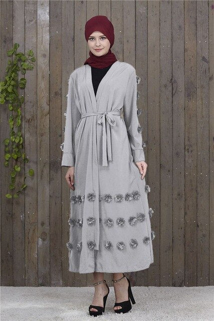 UAE Abaya Dubai Kaftan Arab Islam Women Floral Muslim Kimono Cardigan Hijab Dress Turkish Elbise Mubarak Islamic Cloting CN-093