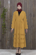 Load image into Gallery viewer, UAE Abaya Dubai Kaftan Arab Islam Women Floral Muslim Kimono Cardigan Hijab Dress Turkish Elbise Mubarak Islamic Cloting CN-093