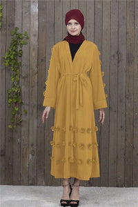 UAE Abaya Dubai Kaftan Arab Islam Women Floral Muslim Kimono Cardigan Hijab Dress Turkish Elbise Mubarak Islamic Cloting CN-093