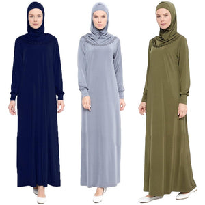 One Piece Hijab Dress Dubai Muslim Women Soild Hedded Prayer Khimar Jilbab Islam Abaya Ramadan Full Cover Worship Service Turkey