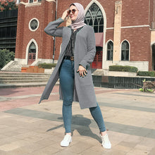 Load image into Gallery viewer, Winter Sweater Women Abaya Kimono Kaftan Dubai Turkish Hijab Muslim Dress Cardigan Islamic Clothing Abayas Caftan Kleding
