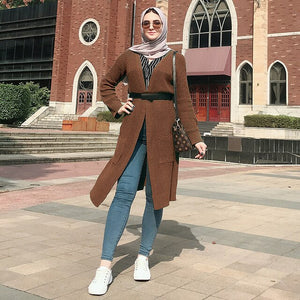 Winter Sweater Women Abaya Kimono Kaftan Dubai Turkish Hijab Muslim Dress Cardigan Islamic Clothing Abayas Caftan Kleding