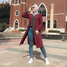 Load image into Gallery viewer, Winter Sweater Women Abaya Kimono Kaftan Dubai Turkish Hijab Muslim Dress Cardigan Islamic Clothing Abayas Caftan Kleding