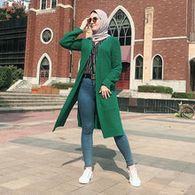 Load image into Gallery viewer, Winter Sweater Women Abaya Kimono Kaftan Dubai Turkish Hijab Muslim Dress Cardigan Islamic Clothing Abayas Caftan Kleding