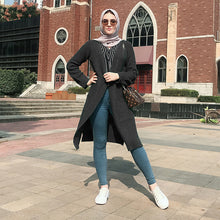 Load image into Gallery viewer, Winter Sweater Women Abaya Kimono Kaftan Dubai Turkish Hijab Muslim Dress Cardigan Islamic Clothing Abayas Caftan Kleding