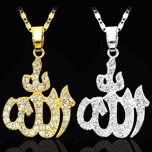 Fashion charm Allah necklace for Women Crystal Muslim Islamic Jewelry Islam Arabic Pendants necklace For Men/Women gifts