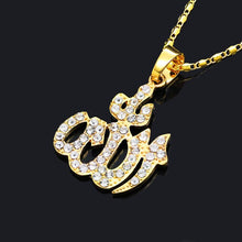Load image into Gallery viewer, Fashion charm Allah necklace for Women Crystal Muslim Islamic Jewelry Islam Arabic Pendants necklace For Men/Women gifts