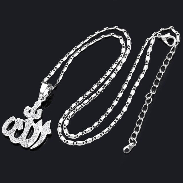 Fashion charm Allah necklace for Women Crystal Muslim Islamic Jewelry Islam Arabic Pendants necklace For Men/Women gifts