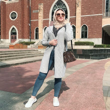 Load image into Gallery viewer, Winter Sweater Open Abaya Kimono Kaftan Dubai Turkish Hijab Muslim Dress Cardigan Women Islamic Clothing Abayas Caftan Kleding