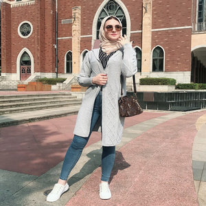 Winter Sweater Open Abaya Kimono Kaftan Dubai Turkish Hijab Muslim Dress Cardigan Women Islamic Clothing Abayas Caftan Kleding