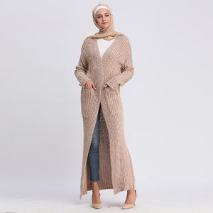 Abaya Dubai Turkey Sweater Knitted Pearls With Hijab Muslim Dress Abayas For Women Qatar Jilbab Caftan Turkish Islamic Clothing