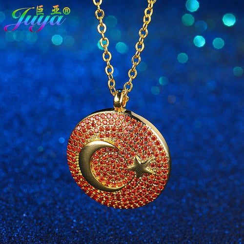 Aliexpress Dropshipping Turkish Crescent Walking Moon Suspension Pendant Sweater Necklace For Thanksgiving Day Christmas Gift