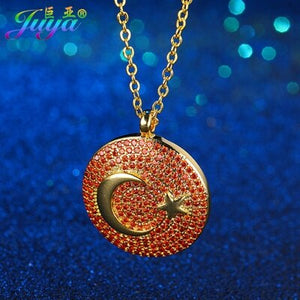 Aliexpress Dropshipping Turkish Crescent Walking Moon Suspension Pendant Sweater Necklace For Thanksgiving Day Christmas Gift