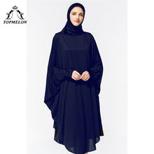 Load image into Gallery viewer, TOPMELON Worship Prayer Garment Abaya Hijab Dress Silky Long Solid Robes for Women Islamic Turkish Dress Headscarf 2018