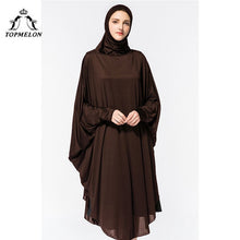 Load image into Gallery viewer, TOPMELON Worship Prayer Garment Abaya Hijab Dress Silky Long Solid Robes for Women Islamic Turkish Dress Headscarf 2018