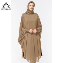 Load image into Gallery viewer, TOPMELON Worship Prayer Garment Abaya Hijab Dress Silky Long Solid Robes for Women Islamic Turkish Dress Headscarf 2018