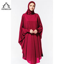 Load image into Gallery viewer, TOPMELON Worship Prayer Garment Abaya Hijab Dress Silky Long Solid Robes for Women Islamic Turkish Dress Headscarf 2018