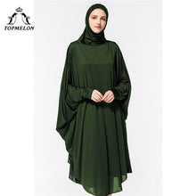 Load image into Gallery viewer, TOPMELON Worship Prayer Garment Abaya Hijab Dress Silky Long Solid Robes for Women Islamic Turkish Dress Headscarf 2018