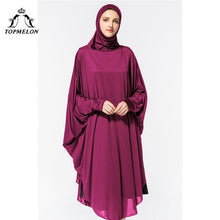 Load image into Gallery viewer, TOPMELON Worship Prayer Garment Abaya Hijab Dress Silky Long Solid Robes for Women Islamic Turkish Dress Headscarf 2018