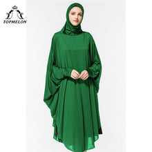 Load image into Gallery viewer, TOPMELON Worship Prayer Garment Abaya Hijab Dress Silky Long Solid Robes for Women Islamic Turkish Dress Headscarf 2018