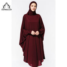 Load image into Gallery viewer, TOPMELON Worship Prayer Garment Abaya Hijab Dress Silky Long Solid Robes for Women Islamic Turkish Dress Headscarf 2018