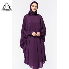 Load image into Gallery viewer, TOPMELON Worship Prayer Garment Abaya Hijab Dress Silky Long Solid Robes for Women Islamic Turkish Dress Headscarf 2018