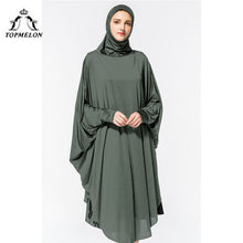 Load image into Gallery viewer, TOPMELON Worship Prayer Garment Abaya Hijab Dress Silky Long Solid Robes for Women Islamic Turkish Dress Headscarf 2018