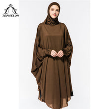 Load image into Gallery viewer, TOPMELON Worship Prayer Garment Abaya Hijab Dress Silky Long Solid Robes for Women Islamic Turkish Dress Headscarf 2018