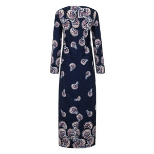 Muslim Fashion Women's Ethnic Style Print Long Sleeve Party Long Maxi Dress Robe vestido abayas for women hijab dress_3.29